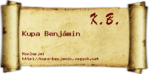 Kupa Benjámin névjegykártya